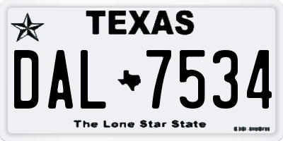 TX license plate DAL7534