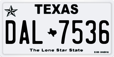 TX license plate DAL7536