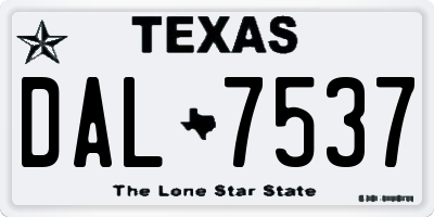 TX license plate DAL7537