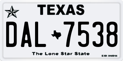 TX license plate DAL7538