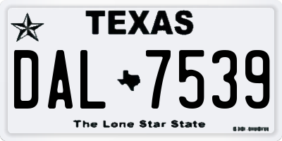 TX license plate DAL7539