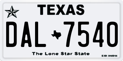 TX license plate DAL7540