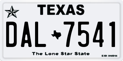 TX license plate DAL7541
