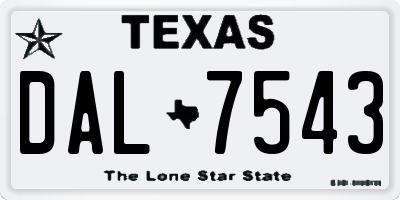TX license plate DAL7543