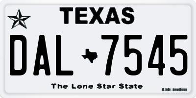 TX license plate DAL7545