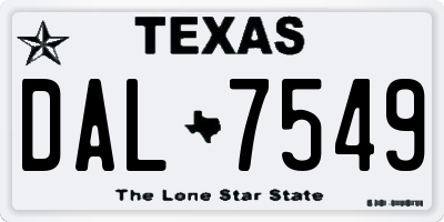 TX license plate DAL7549