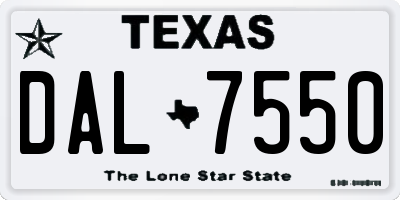 TX license plate DAL7550