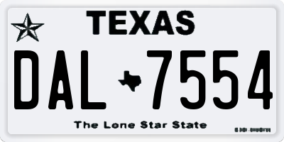 TX license plate DAL7554