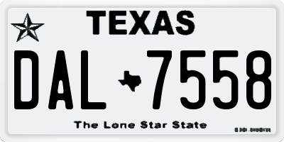 TX license plate DAL7558