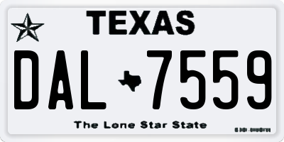 TX license plate DAL7559