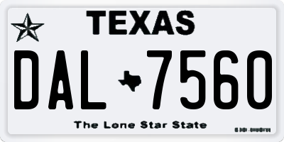 TX license plate DAL7560