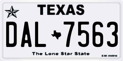 TX license plate DAL7563