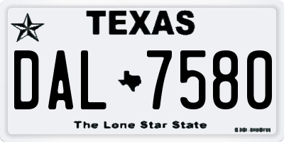 TX license plate DAL7580