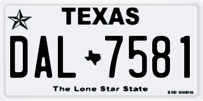 TX license plate DAL7581