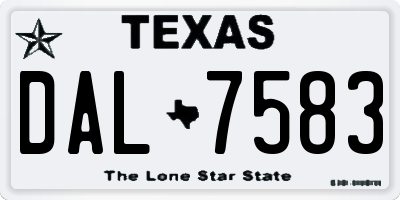 TX license plate DAL7583