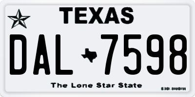 TX license plate DAL7598