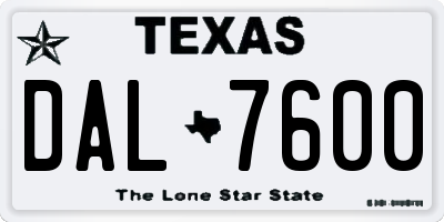 TX license plate DAL7600