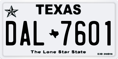 TX license plate DAL7601