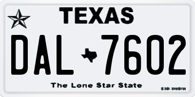 TX license plate DAL7602
