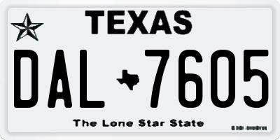 TX license plate DAL7605
