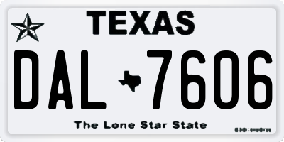 TX license plate DAL7606