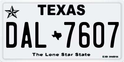 TX license plate DAL7607
