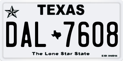 TX license plate DAL7608