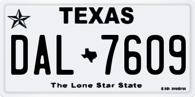 TX license plate DAL7609