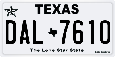 TX license plate DAL7610