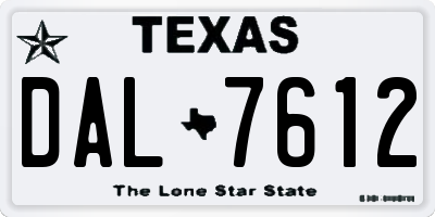 TX license plate DAL7612