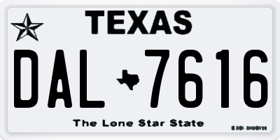 TX license plate DAL7616