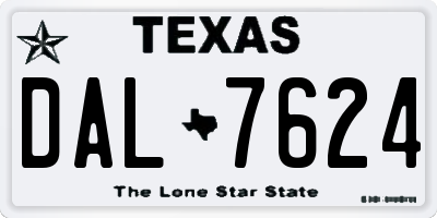 TX license plate DAL7624
