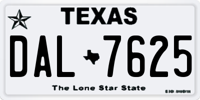 TX license plate DAL7625