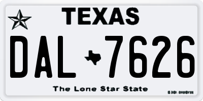 TX license plate DAL7626