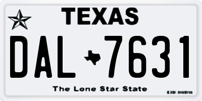 TX license plate DAL7631