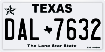 TX license plate DAL7632