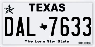 TX license plate DAL7633