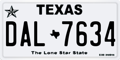 TX license plate DAL7634