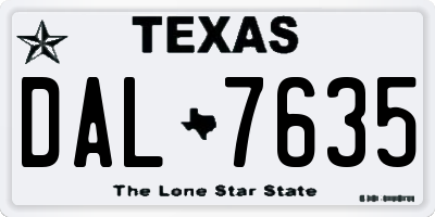 TX license plate DAL7635
