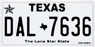 TX license plate DAL7636
