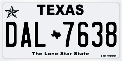 TX license plate DAL7638