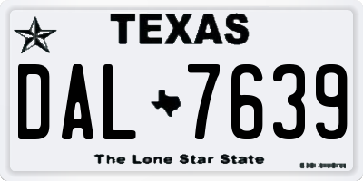TX license plate DAL7639
