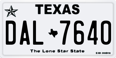TX license plate DAL7640