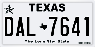 TX license plate DAL7641