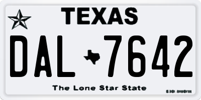 TX license plate DAL7642