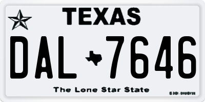 TX license plate DAL7646