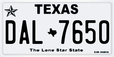 TX license plate DAL7650