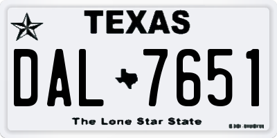 TX license plate DAL7651