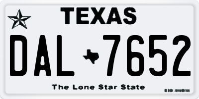 TX license plate DAL7652