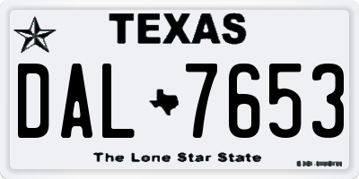 TX license plate DAL7653